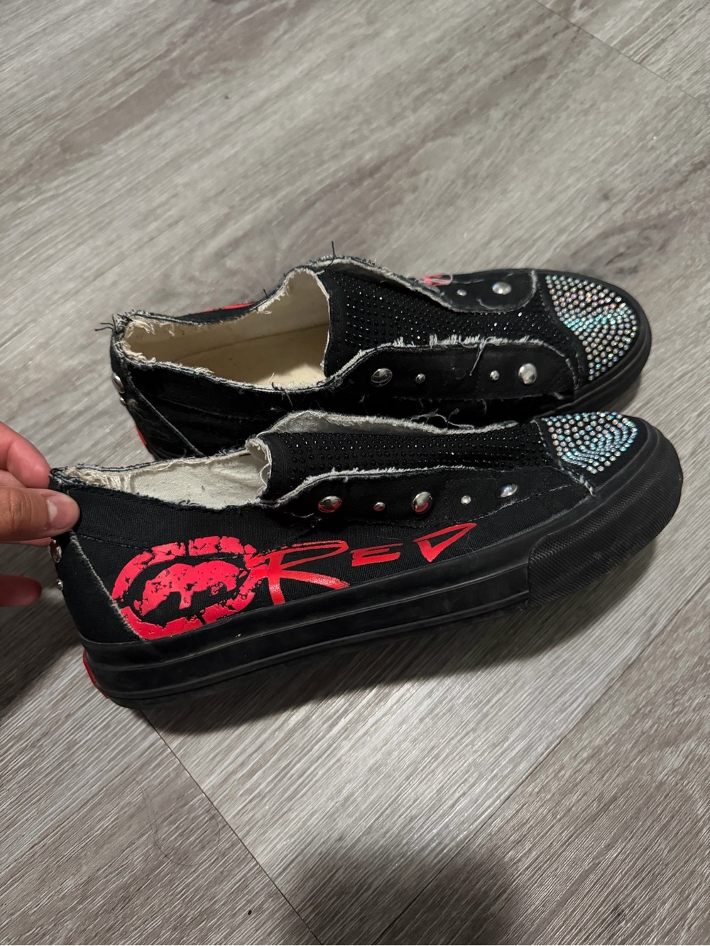 Vintage Ecko Red Bedazzled Graffiti Slip-Ons